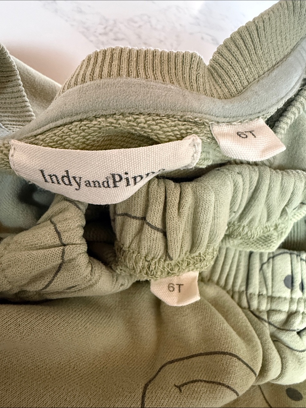 Indy and Pippa Smiley Jogger Set sweatshirt and sweatpants Green Color Size 6T - Picture 3 of 10
